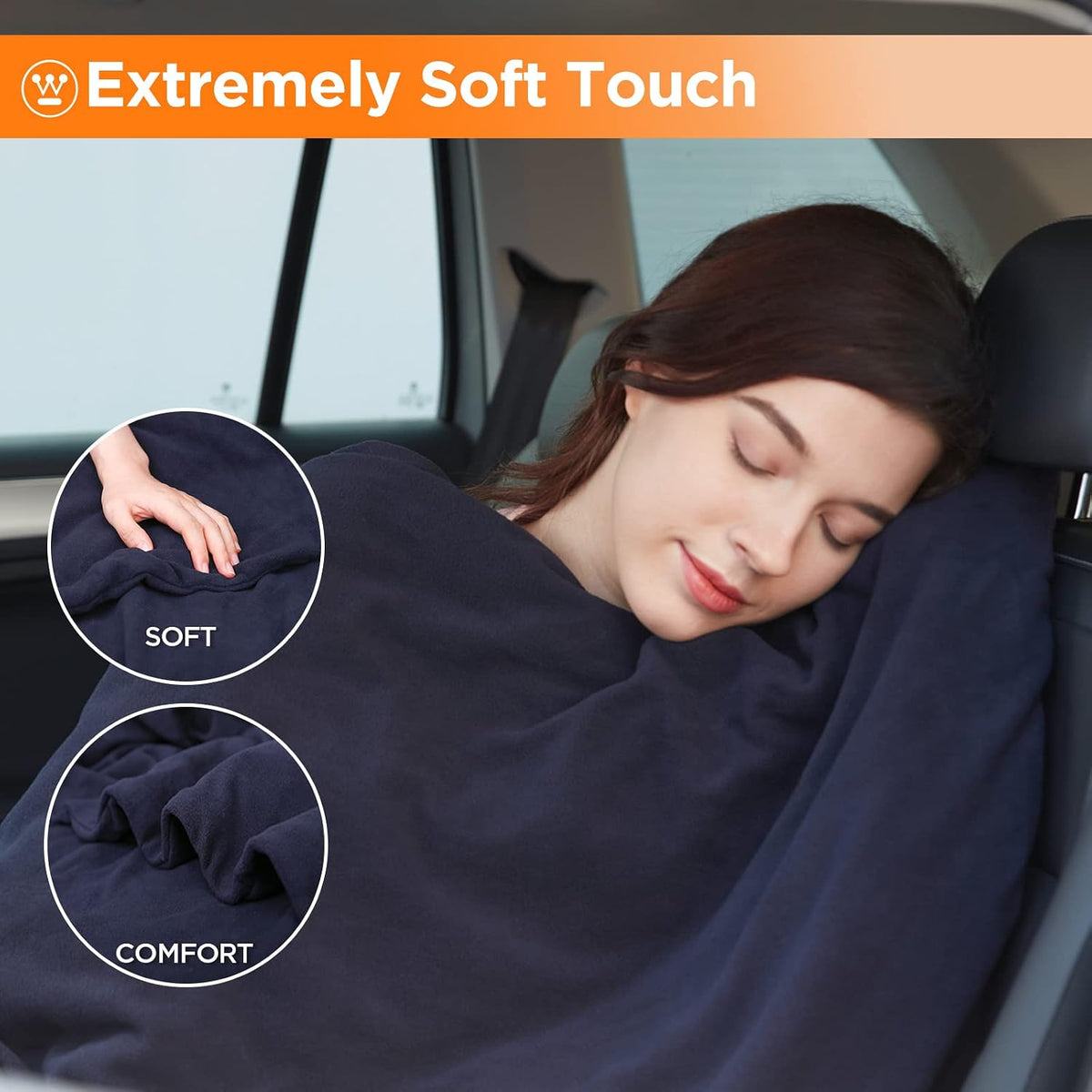 Westinghouse Heated Car Blanket, Navy, 59" x 43”