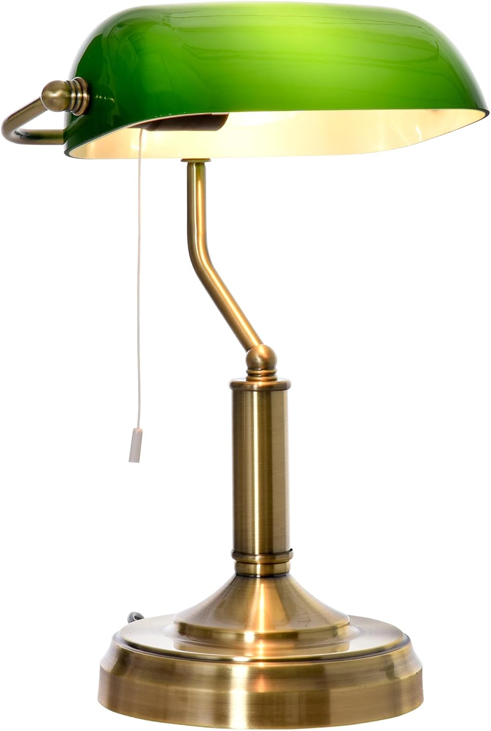 HOMCOM Banker's Table Lamp with Glass Shade Green