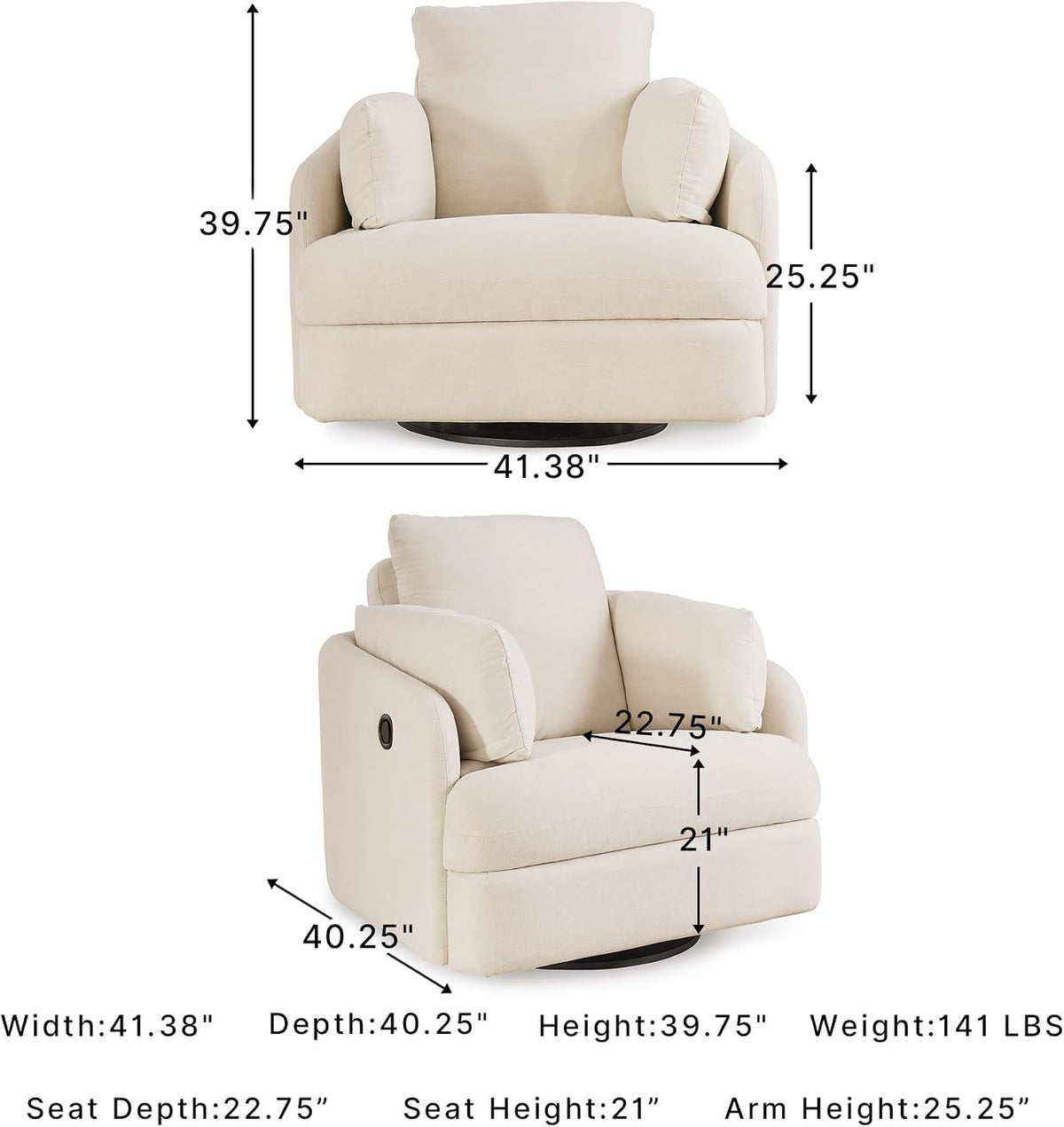 Signature Design by Ashley Modmax Contemporary Swivel Glider Nursery Recliner, Stain-Resistant Next-Gen Nuvella Performance Fabric Rocking Chair for Living Room, Beige, 42" W