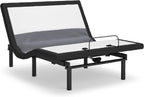 Signature Design by Ashley Adjustable Bed Frame Full Size with Audio | Sturdy metal adjustable bed with lumbar support, Built-in massage and wireless speakers, Charcoal gray upholstery