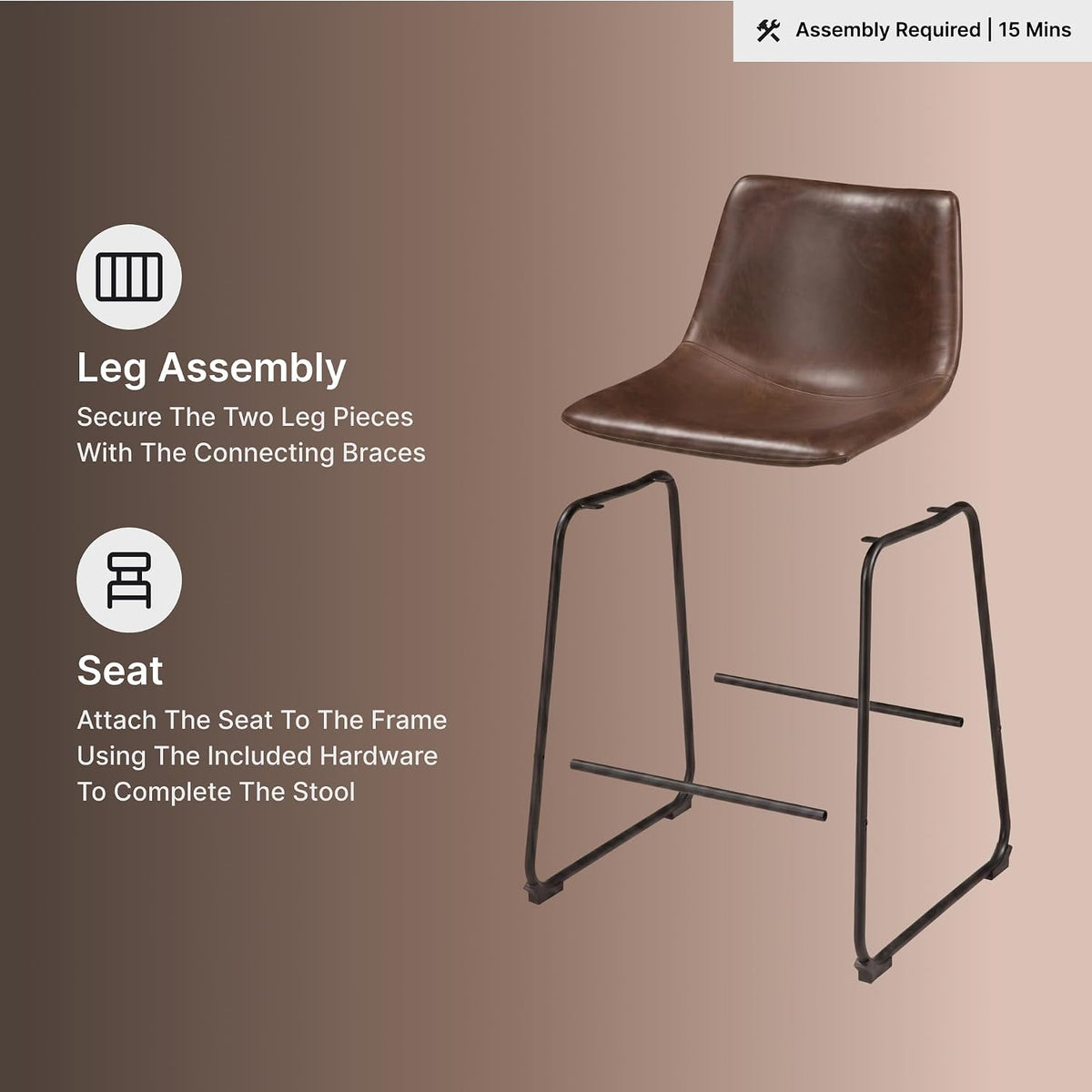 Signature Design by Ashley Counter Height Bar Stools, Set of 2, Brown