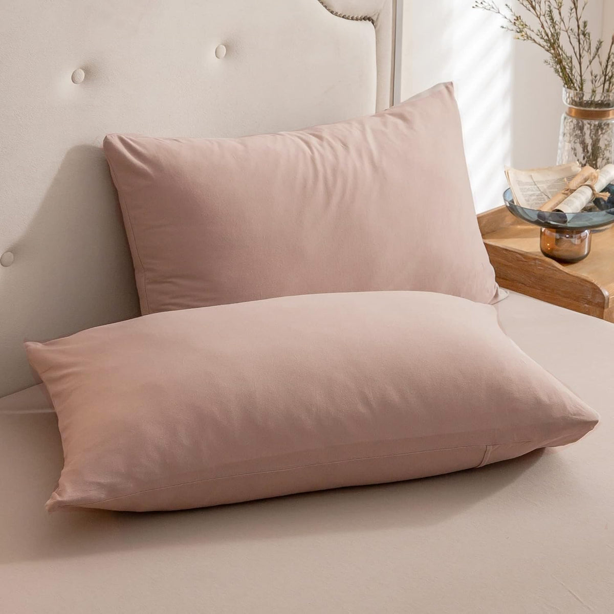 PURE ERA Jersey Knit Pillow Cases Solid Sage Green Standard