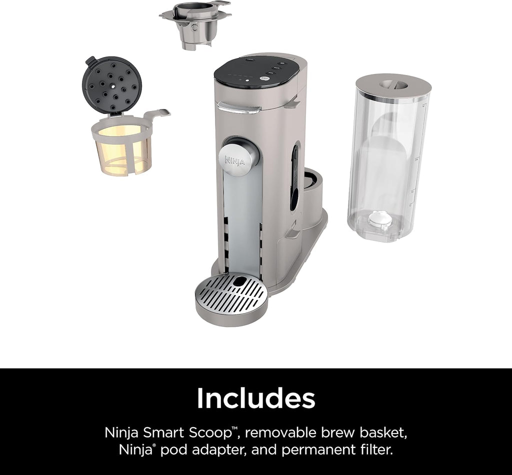 Ninja Pods & Grounds Iced Coffee Maker, K-Cup Pod Compatible, Stone PB041ST | Single-Serve, Brews Grounds, Compact Design, 56-oz. Reservoir, 6-oz. Cup to 24-oz. Travel Mug Brew Sizes