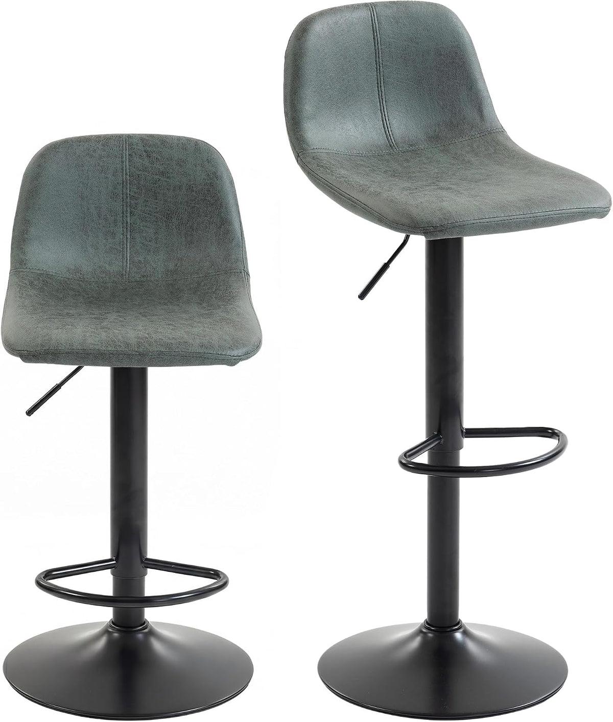 HOMCOM Bar Stools Set of 2 Modern Swivel Barstools Height Adjustable Green