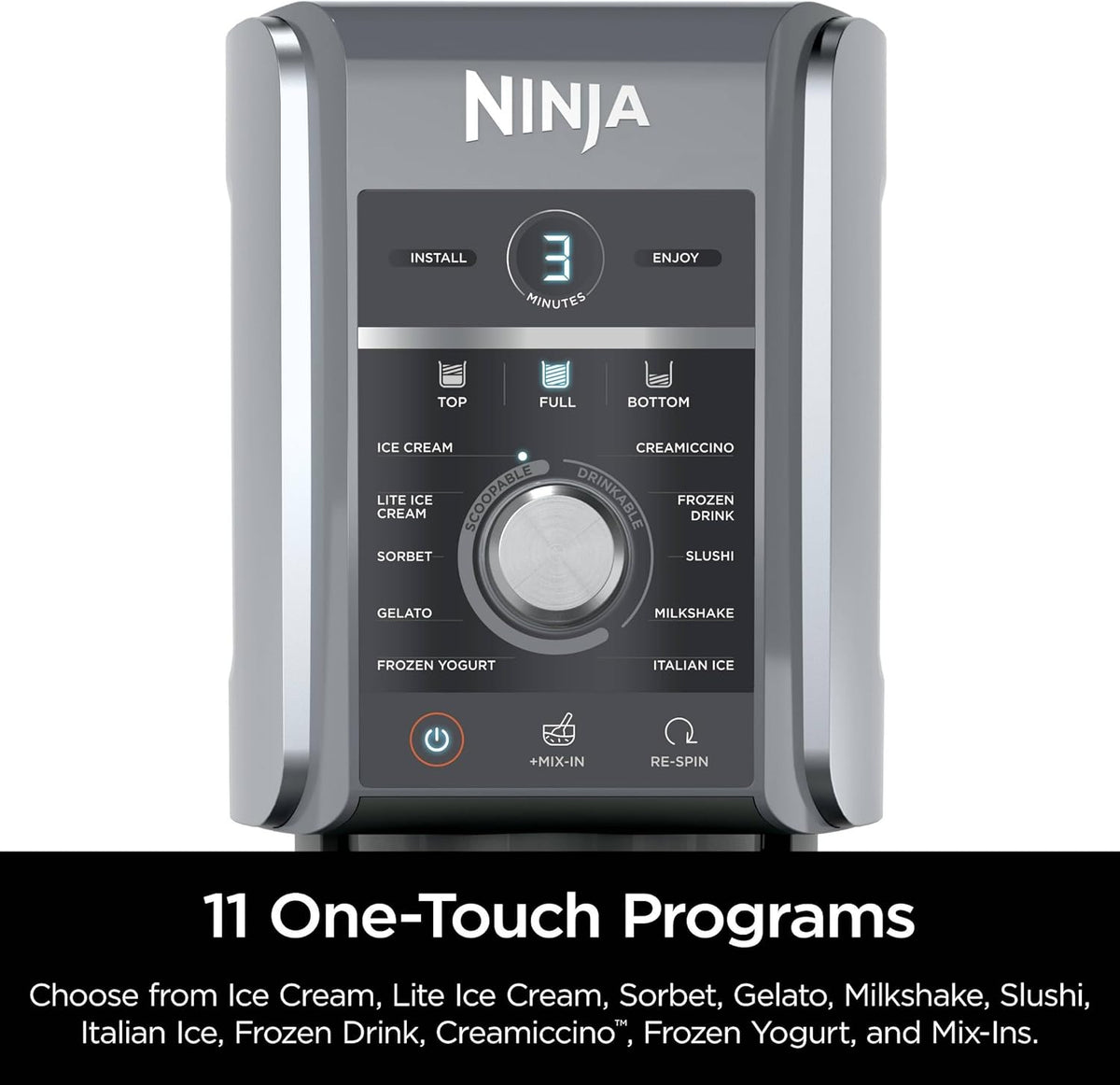 Ninja NC501 CREAMi Deluxe 11-in-1 Ice Cream & Frozen Treat Maker with 2 XL Family Size Pint Containers, Silver (Renewed)