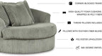 Signature Design by Ashley Lindyn Oversized Round Swivel Accent Chair, Fog | Plush textured cord upholstery, Sag-resistant platform foundation, Reversible seat cushion, No assembly required