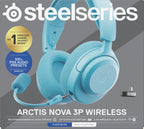 SteelSeries Arctis Nova 3P Wireless - PS5 Headset - Gaming Headset - Mobile App Control - 40 HR Battery with fast charging - Compatible with PlayStation, PC, Switch - 2.4GHz/Bluetooth - Aqua