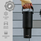 Ello Oasis Go+ 26oz Insulated Stainless Steel Tumbler with Straw, Black