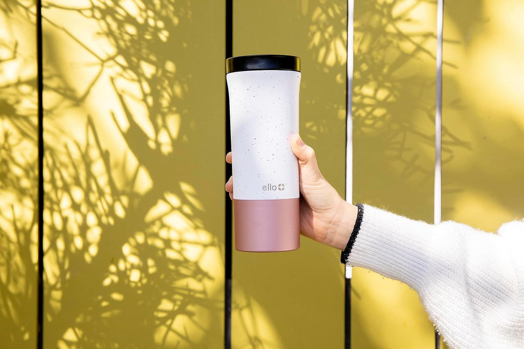 Ello Miri 16oz Insulated Stainless Steel Travel Mug with Slider Lid, Rosegold