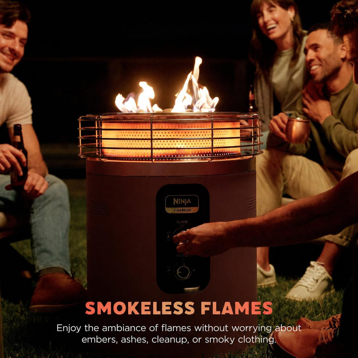 Ninja Fireside360 Fire Pit/Heater, 80,000 BTU, 3 Modes, Rust | Ninja Fireside360 offers flame, heat, or both with up to 80,000 BTUs, hassle-free dial control, and smokeless design