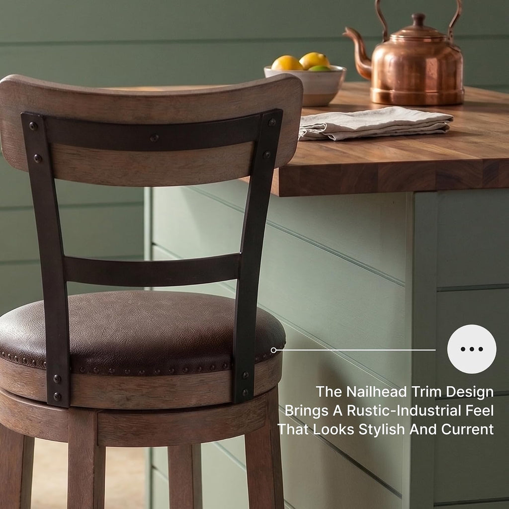 Signature Design by Ashley Pinnadel Counter Height Swivel Bar Stool, Brown
