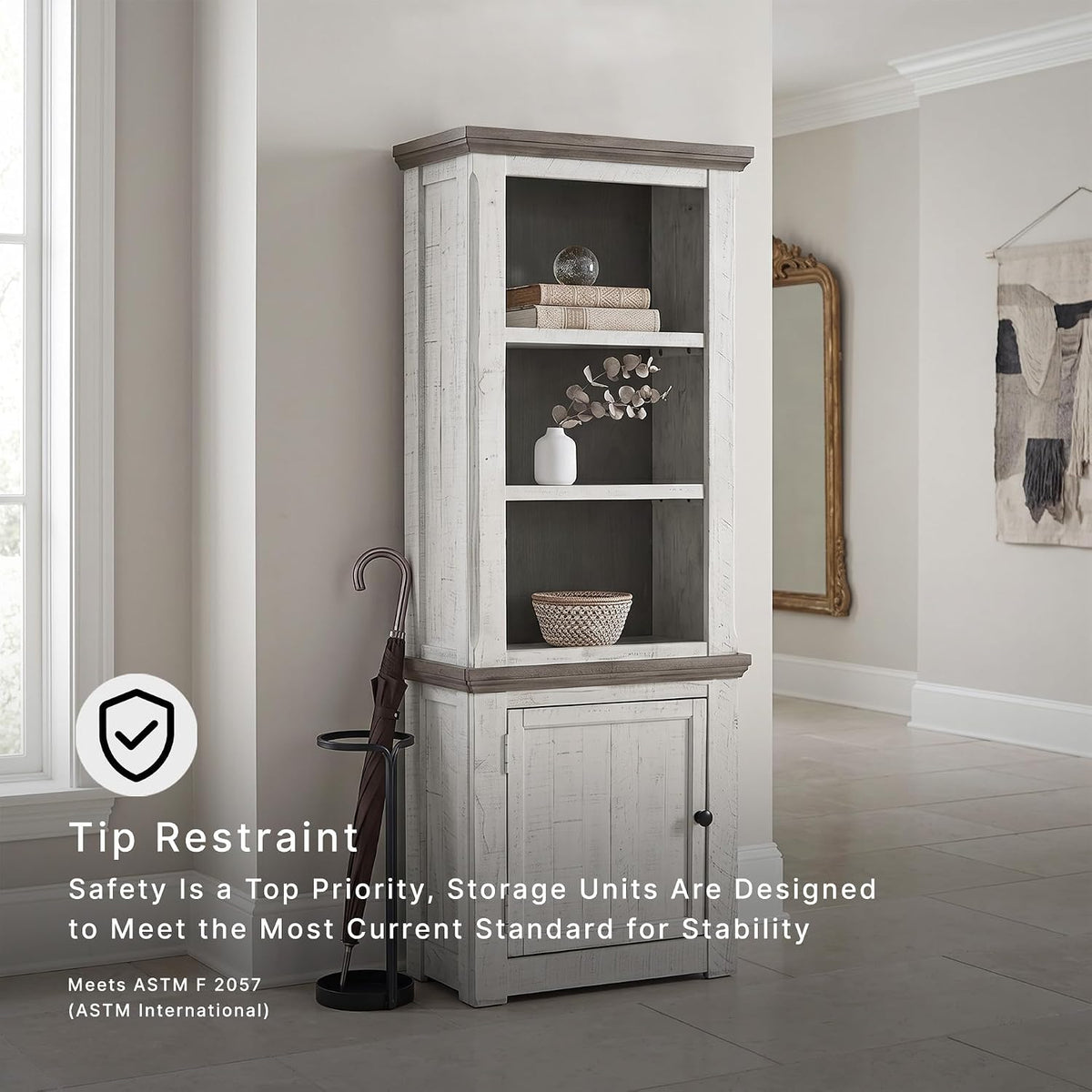 Signature Design by Ashley Havalance Left Pier Cabinet, Farmhouse Bookcase