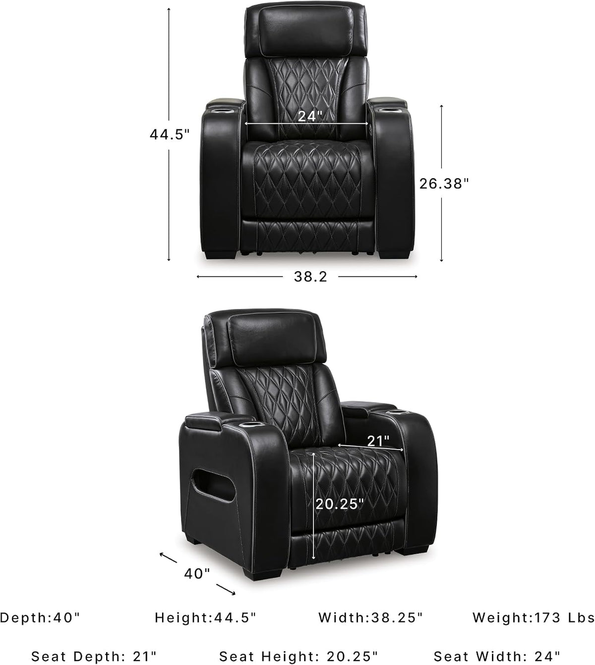 Signature Design by Ashley Leather Power Recliner Chair, Zero Gravity | Soothing air massage and heat, Extended ottoman with adjustable headrest, 250-lb weight capacity, Boyington Series