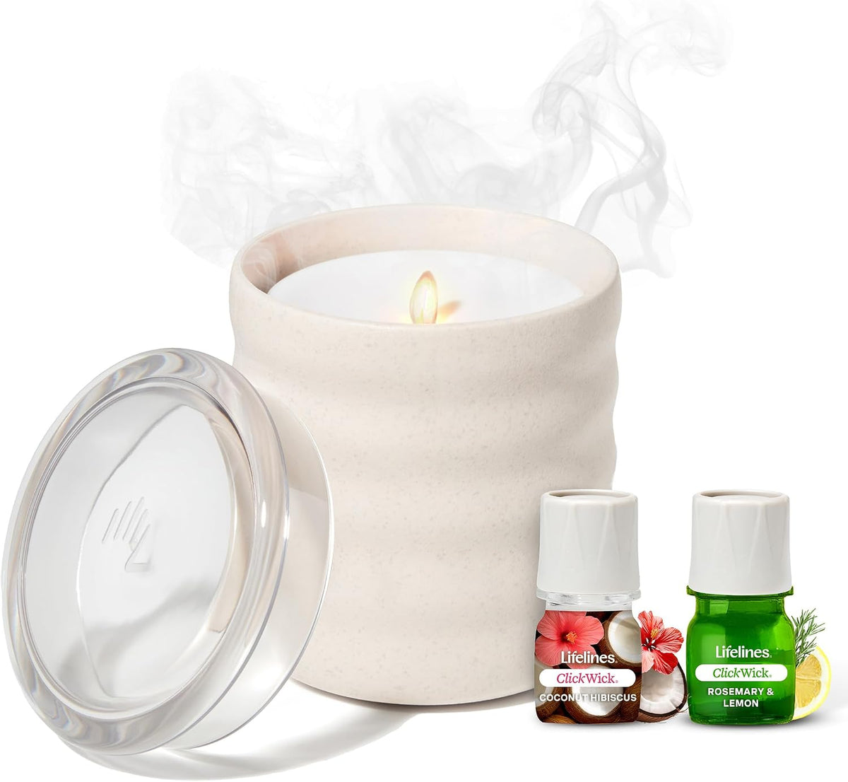 Lifelines Flameless Candle Diffuser with 2 Clickwick Essential Oil Blends