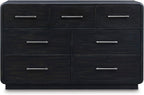 Signature Design by Ashley Rowanbeck Dresser, Black Wood 7 Drawer Chest for Bedroom, Hardwood Solids and Ash Veneer, Contemporary Storage for Master Suites, Black, 64" W
