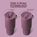 Ello Oasis Go+ 32oz Insulated Stainless Steel Tumbler with Straw, Rasberry