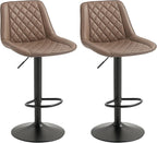 HOMCOM Bar Stools Set of 2 Retro Adjustable Kitchen Stool Swivel Brown