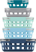 Ello Duraglass Mixed Meal Prep Sets Leak-Proof Glass Food Storage Containers with Silicone Sleeves and Airtight BPA-Free Lids, Dishwasher, Microwave, and Freezer Safe