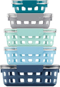 Ello Duraglass Mixed Meal Prep Sets Leak-Proof Glass Food Storage Containers with Silicone Sleeves and Airtight BPA-Free Lids, Dishwasher, Microwave, and Freezer Safe
