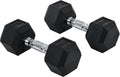 HOMCOM 2x4kg/2x5kg/2x6kg/2x8kg/2x10kg Rubber Hex Dumbbell Set Anti-Rolling Free Weights Dumbbells Pair with Knurled Grip for Home Gym Strength Training Exercise