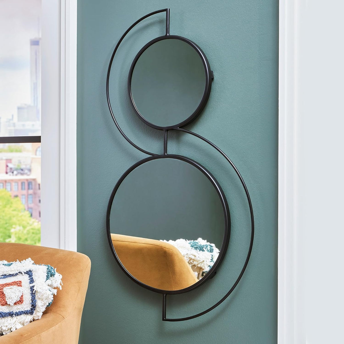 Signature Design by Ashley Shayham Modern Accent Mirror with Thin Frame, Black