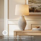 Signature Design by Ashley Layal 29" Table Lamp, Living Room, Beige | Textured paper composite base with 16-inch modified drum shade, 3-way switch for side accents, Stable 10-lb base