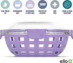 Ello DuraGlass Food Storage Glass Lunch Bowl Container - Meal Prep Container with Silicone Sleeve and Airtight Lid, 5 Cup, Lilac
