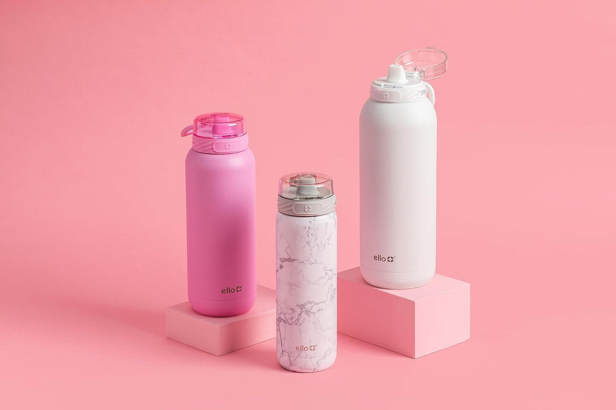 Ello Cooper 22oz Insulated Stainless Steel Water Bottle with Straw, Bubble