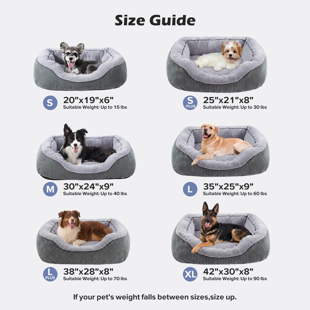 INVENHO Medium Dog Beds for Medium Dogs Washable, Rectangle Dog Bed Medium Size Dog, Orthopedic Dog Bed, Warming Soft Calming Sleeping Puppy Bed Durable Pet Bed with Anti-Slip Bottom M(30"x24"x9")