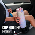Ello Kids Pop & Fill 18oz Stainless Water Bottle, Sip or Chug, Strawberries