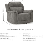 Signature Design by Ashley Power Recliner, Slate Zero Wall | Water-resistant faux leather, Zero-gravity power recline, Zero-draw USB port, Next-Gen Durapella Series