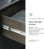 Signature Design by Ashley Rowanbeck Dresser, Black Wood 7 Drawer Chest for Bedroom, Hardwood Solids and Ash Veneer, Contemporary Storage for Master Suites, Black, 64" W