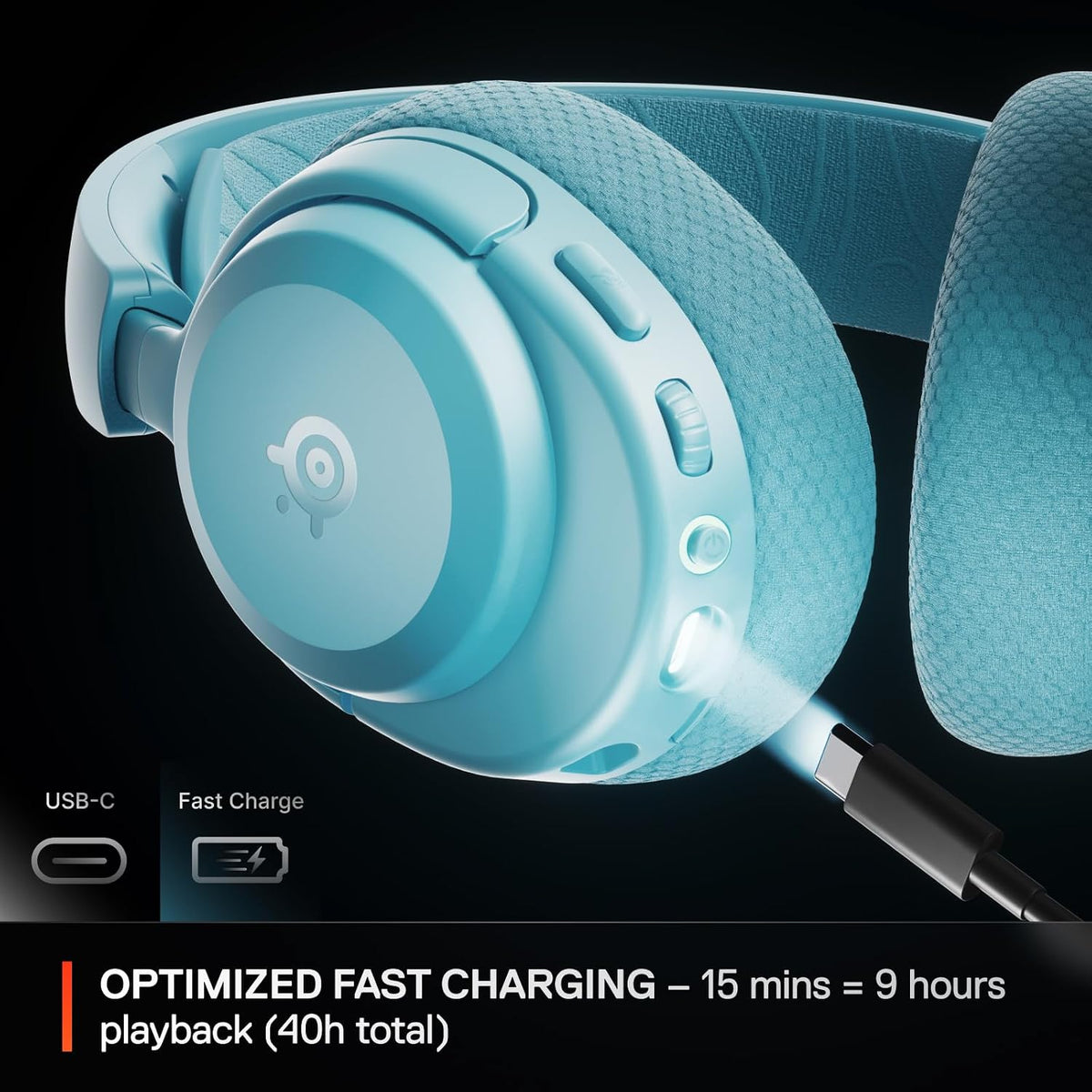 SteelSeries Arctis Nova 3P Wireless - PS5 Headset - Gaming Headset - Mobile App Control - 40 HR Battery with fast charging - Compatible with PlayStation, PC, Switch - 2.4GHz/Bluetooth - Aqua