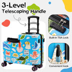 20" Ride On Luggage for Kids,Cute Pattern,Lightweight Hardshell Carry-On Luggage with Double Spinner Wheels,TSA Lock,Circular Handrail,Safety Belt,Foot Pedal,for Boys&Girls,Load Cap. 120 lbs (Blue)
