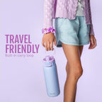 Ello Kids Pop & Fill 18oz Stainless Water Bottle, Sip or Chug, Strawberries