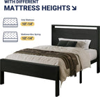Allewie Twin Size Bed Frame, Heavy Duty 12 Metal Slats Support, Black Oak