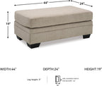 Signature Design by Ashley Stonemeade Rectangular Chenille Ottoman, Taupe | Plush taupe 100% polyester chenille, Instant setup with zero assembly required, Fits standard 32 in doorways
