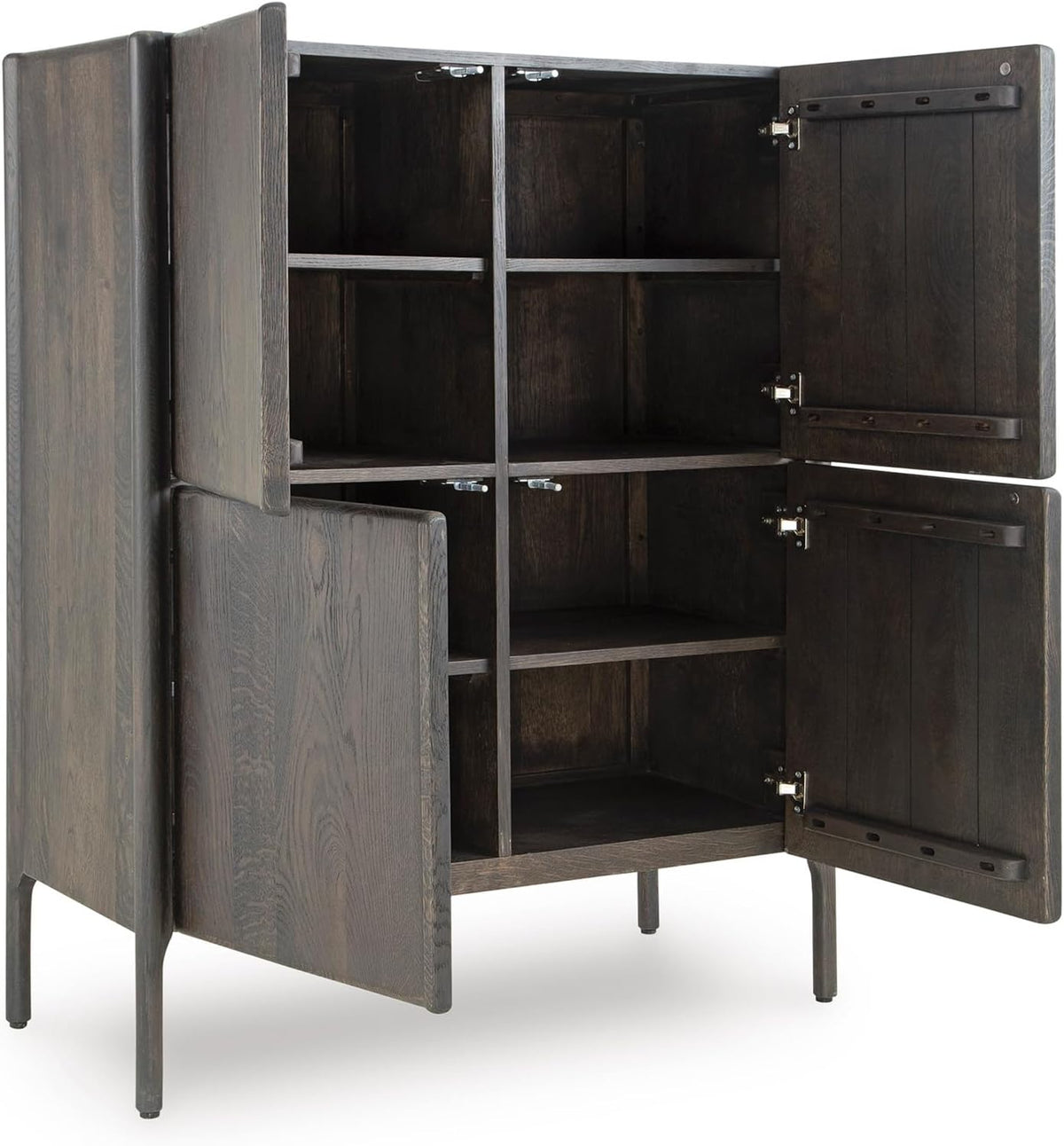 Signature Design by Ashley Fully Assembled Accent Cabinet, Espresso | Modern accent cabinet, Solid oak and engineered wood, 4 doors, 6 fixed interior shelves, Orsonal Series