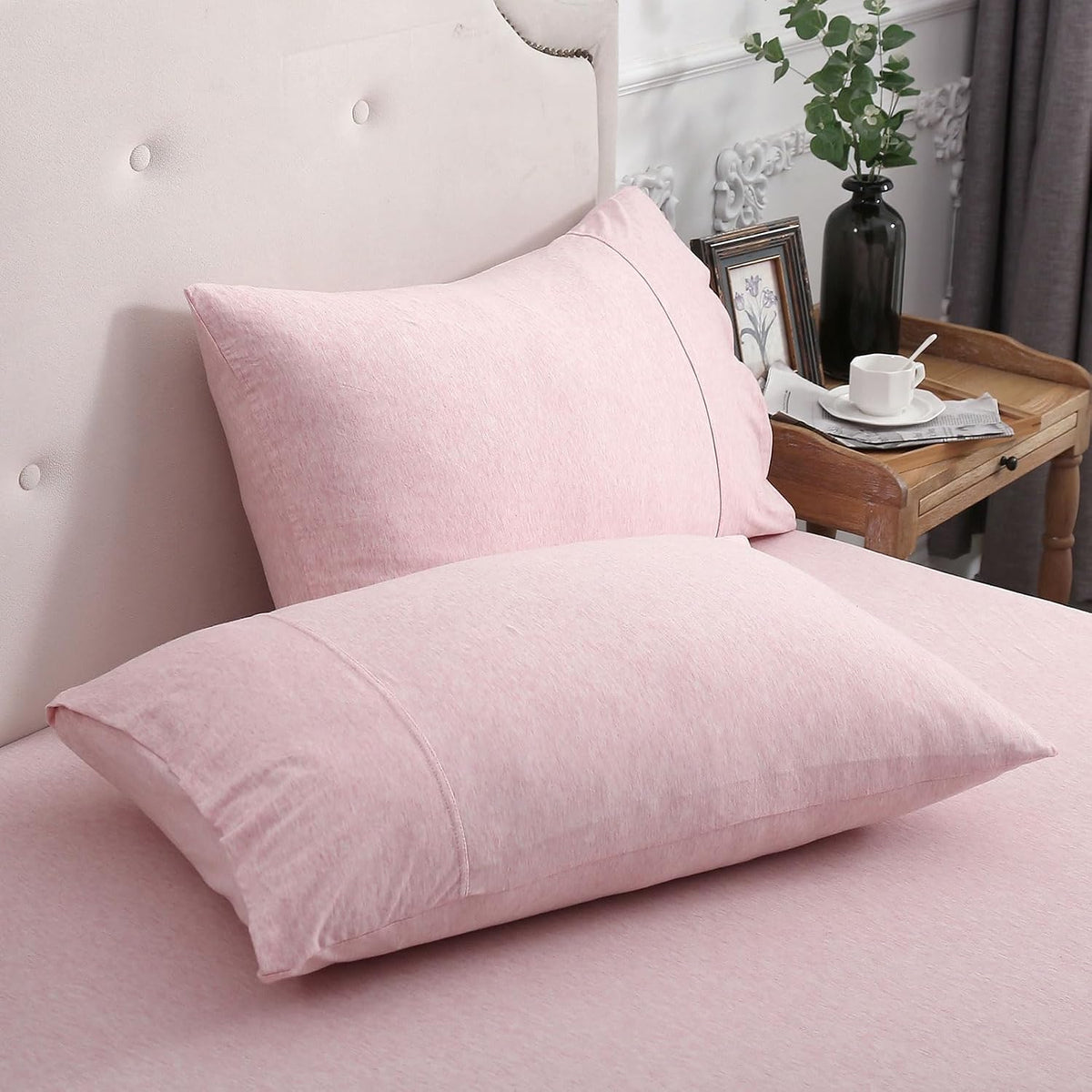 PURE ERA Jersey Knit Pillow Cases Solid Sage Green Standard
