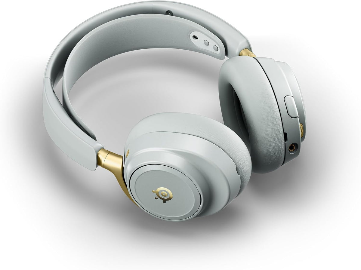 SteelSeries Arctis Nova Elite - Hi-Res Wireless Gaming Headset - 96kHz/24bit - Carbon Fiber Speakers - ANC - AI Noise Rejection - App - 2.4GHz + BT - Multi-Source Mix; OmniPlay PC+PS+Xbox - Sage&Gold