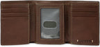Levi's Men's Trifold Wallet-Sleek and Slim Includes Id Window and Credit Card Holder, Brown Stitch, One Size