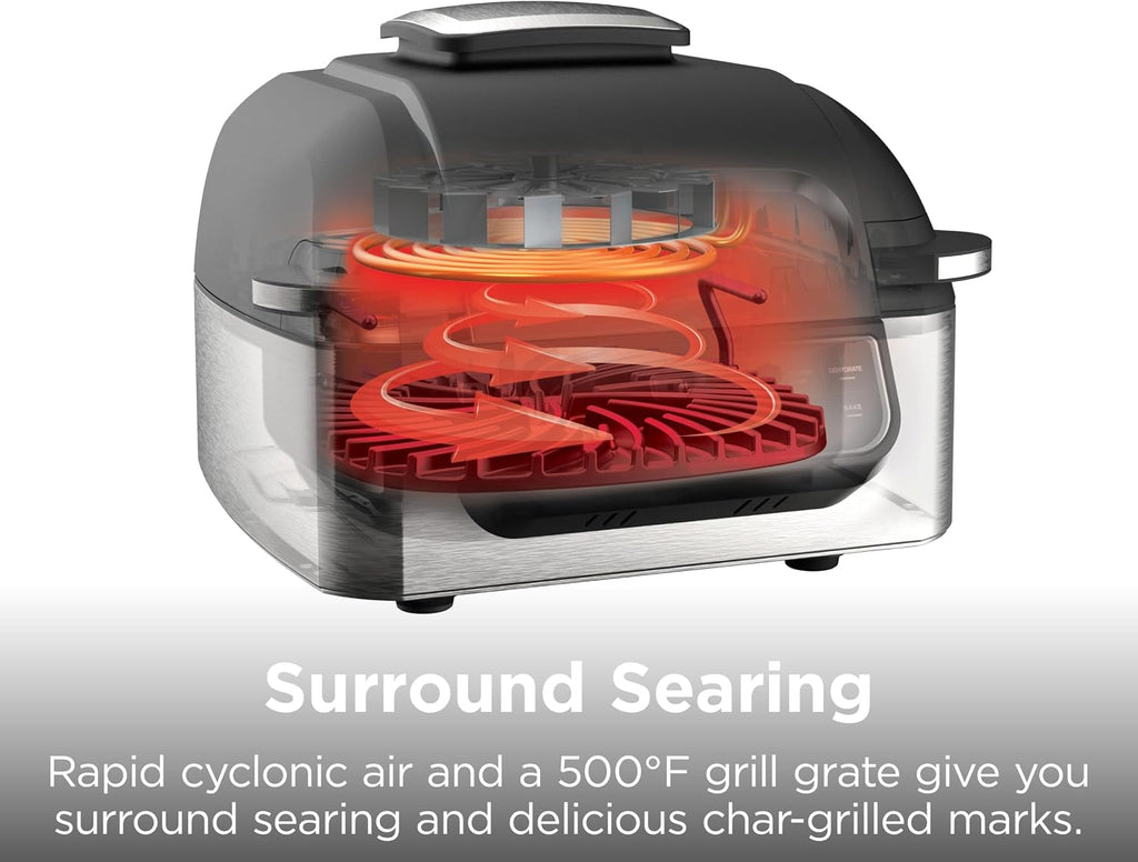 Ninja® Foodi® 5-in-1 XL Indoor Grill & Air Fryer, Black/Grey, AG301 | Cyclonic Grilling Technology for char-grilled flavor indoors year-round. 5-in-1: Grill, Air Fry, Roast, Bake & Dehydrate. XL.