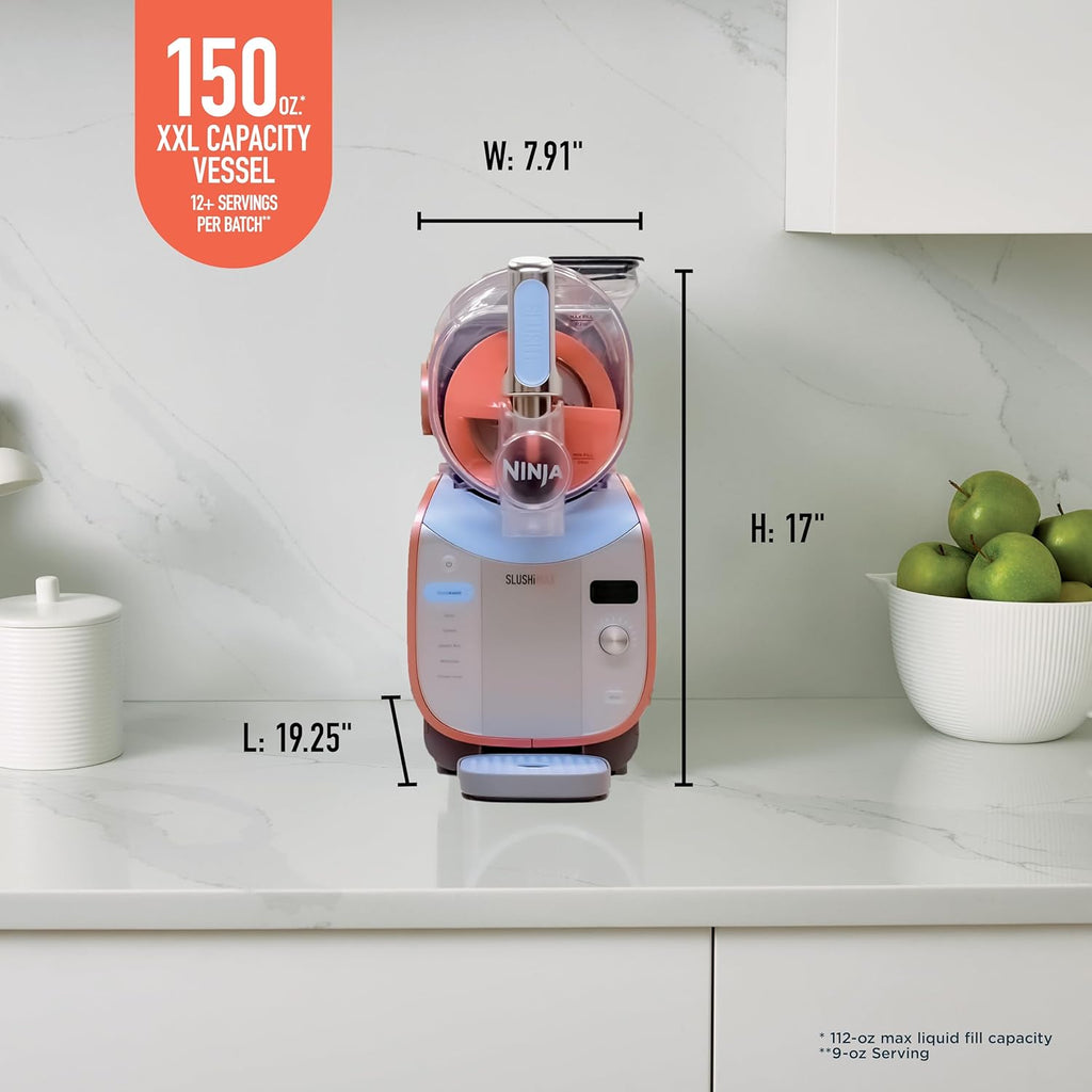 Ninja SLUSHi MAX Smart Frozen Drink Maker, 12+ Servings, Peach, FS605 | 2X BIGGER & 2X FASTER than the original Ninja SLUSHi, SlushAssist Technology, XXL 150 oz vessel, 12+ servings