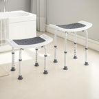 HOMCOM Shower Chair Height-Adjustable Bath Stool for Elderly Grey