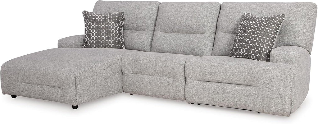 Signature Design by Ashley 3-Piece Modular Power Reclining Sectional | L-shape zero-gravity recline, Stain-resistant Next-Gen Nuvella fabric, Fits 36-inch doorway, Acklen Place Series