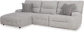 Signature Design by Ashley 3-Piece Modular Power Reclining Sectional | L-shape zero-gravity recline, Stain-resistant Next-Gen Nuvella fabric, Fits 36-inch doorway, Acklen Place Series