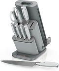 Ninja® NeverDull® 10-Pc German Steel Knife Set, Light Grey, NK32010GY1 | Stays razor-sharp 10+ years. Premium German steel. Removable sharpener stores in a drawer saving up to 35% more counter space