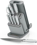 Ninja® NeverDull® 10-Pc German Steel Knife Set, Light Grey, NK32010GY1 | Stays razor-sharp 10+ years. Premium German steel. Removable sharpener stores in a drawer saving up to 35% more counter space