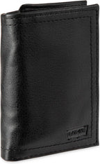 Levi's Men's Trifold Wallet - Sleek and Slim Includes ID Window and Credit Card Holder,Black Embossed Logo