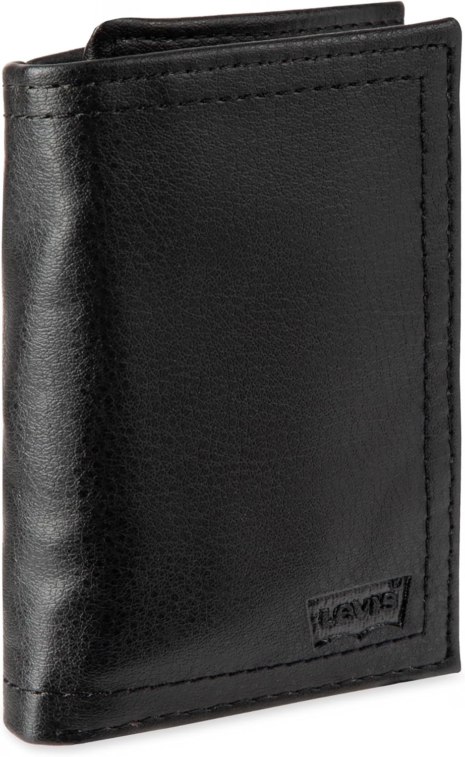 Levi's Men's Trifold Wallet - Sleek and Slim Includes ID Window and Credit Card Holder,Black Embossed Logo